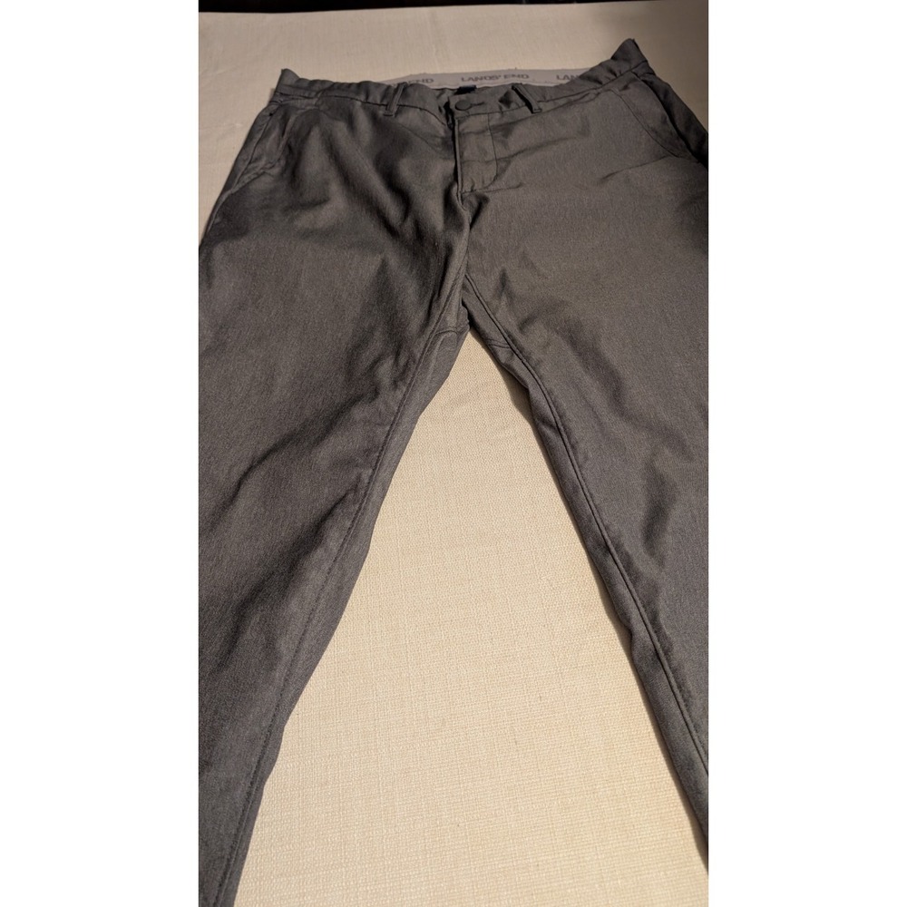 Land's End Men's Gray Dress or Casual Pants Size 36x32 Slim Fit Polyester